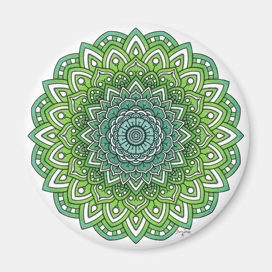 Aimant Mandala à fleurs vertes (Devant)
