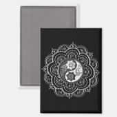 Aimant Mandala argent et noir (Recto/Verso)