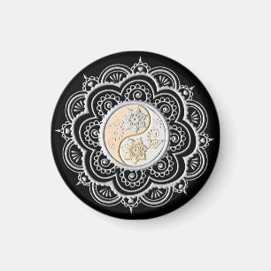 Aimant Mandala argent et or