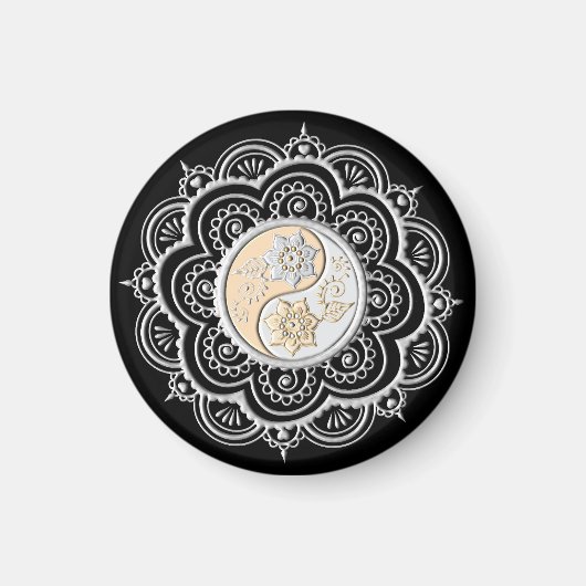 Aimant Mandala argent et or (Devant)