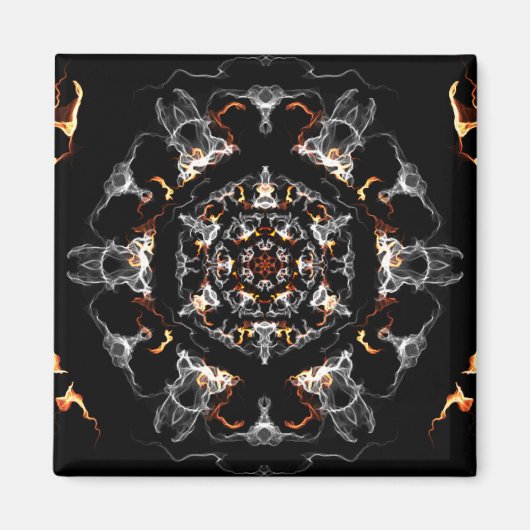 Aimant Mandala aux flammes grises et orange (Devant)