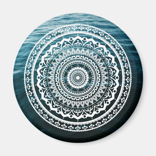 Aimant Mandala Blanc Laissez la mer vous libérer (Devant)