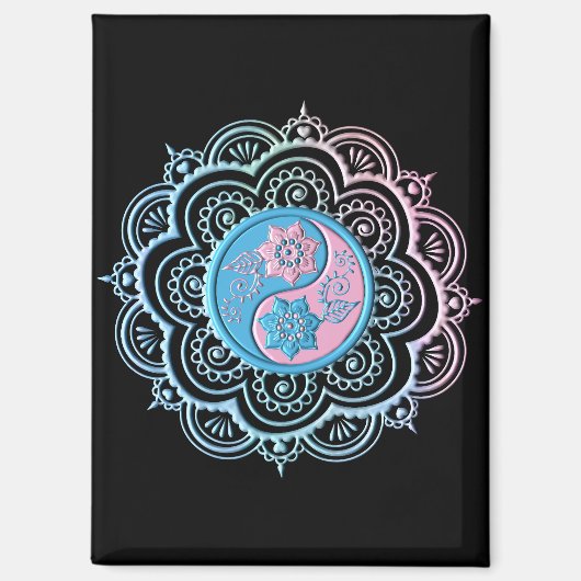 Aimant Mandala bleu et rose (Recto)