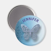 Aimant Mandala bleu personnalisé et papillon magnétique (Recto/Verso)