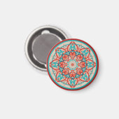 Aimant Mandala bohème orange et turquoise   (Recto/Verso)