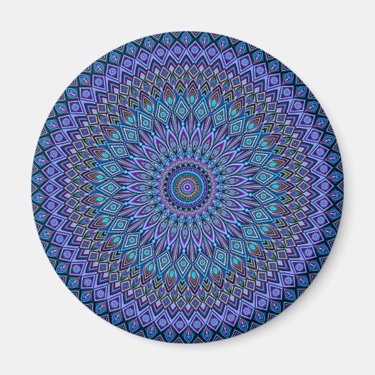 Aimant Mandala Boho bleu Turquoise violet Peacock Gold Ma (Devant)