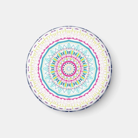 Aimant mandala coloré (Devant)