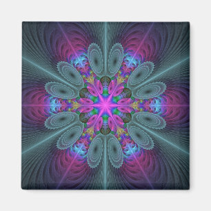 Aimant Mandala Coloré Frappant Art Fractal Kaléidoscope