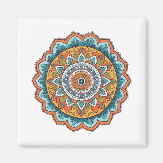 Aimant mandala de diverses couleurs (Devant)