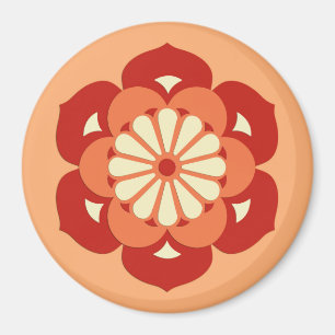 Aimant Mandala de fleur de Lotus, orange en pastel et