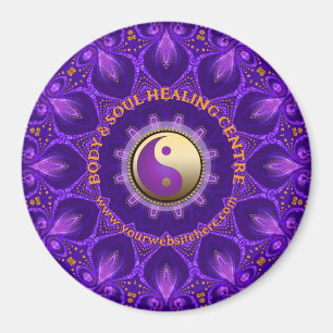 Aimant Mandala de guérison énergétique rose or pourpre
