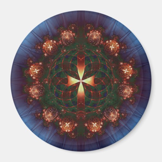 Aimant Mandala de la Croix Ornée (Devant)