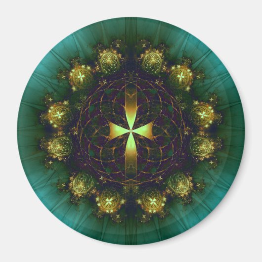 Aimant Mandala de la Croix Verte (Devant)