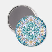 Aimant Mandala de l'hiver à la fleur de givre (Recto/Verso)