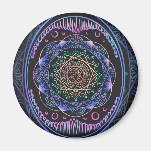 Aimant Mandala en fleur galactique (Devant)