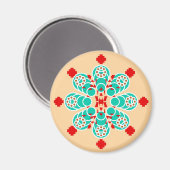 Aimant Mandala en huit points - turquoise et pêche (Recto/Verso)