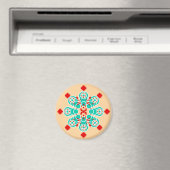 Aimant Mandala en huit points - turquoise et pêche (In Situ (Lave-vaisselle))