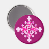 Aimant Mandala en quatre points - rose pâle et prune (Recto/Verso)