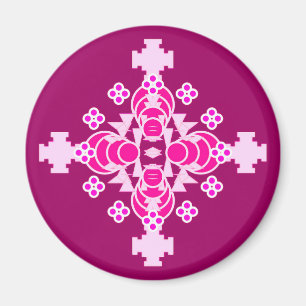 Aimant Mandala en quatre points - rose pâle et prune