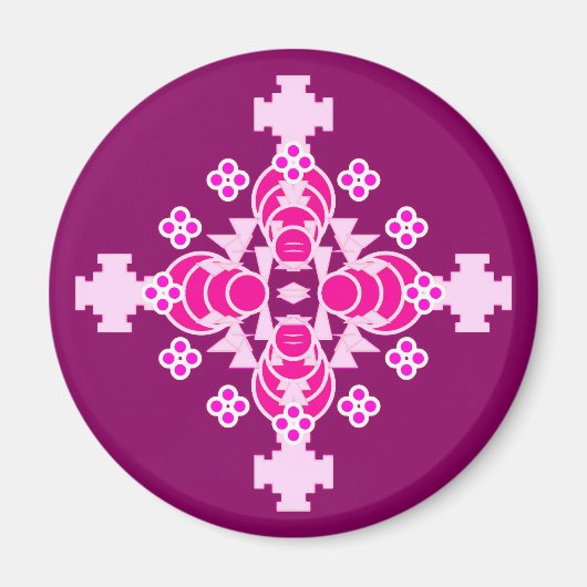 Aimant Mandala en quatre points - rose pâle et prune (Devant)