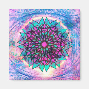 Aimant Mandala en verre souillé de pastel
