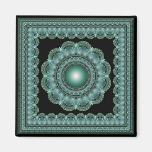Aimant mandala encadré de rayonnage fractal (Devant)