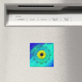Aimant Mandala et tournesol bleu turquoise étoilé (In Situ (Lave-vaisselle))