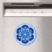 Aimant Mandala Fleur de Lotus, Indigo et Bleu Clair (In Situ (Lave-vaisselle))
