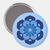 Aimant Mandala Fleur de Lotus, Indigo et Bleu Clair (Recto/Verso)