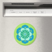 Aimant Mandala Fleur de Lotus, Vert Citron et Bleu Clair (In Situ (Lave-vaisselle))