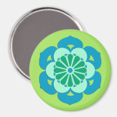 Aimant Mandala Fleur de Lotus, Vert Citron et Bleu Clair (Recto/Verso)