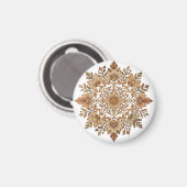 Aimant Mandala floral complexe aux tons bruns (Recto/Verso)