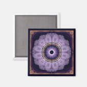 Aimant Mandala fractal rond bleu (Recto/Verso)