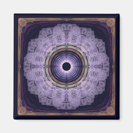 Aimant Mandala fractal rond bleu (Devant)