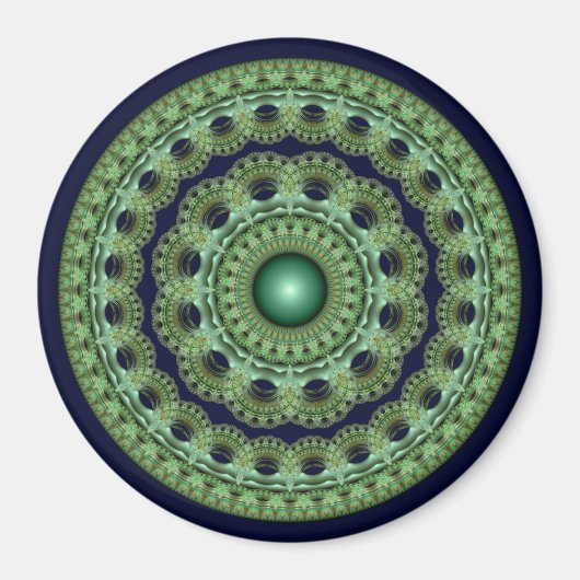 Aimant Mandala fractal rond de fée orné (Devant)
