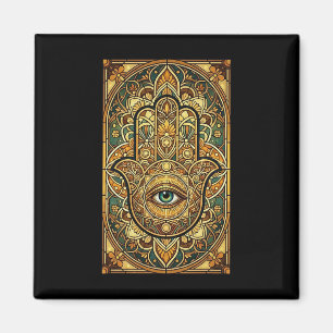 Aimant Mandala Hamsa Main Verre Cathédrale Méditation Spi