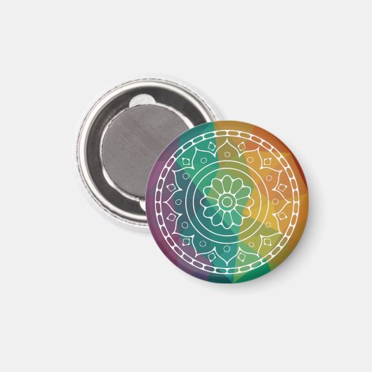 Aimant Mandala india fleur boho hippie design classique (Recto/Verso)