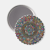 Aimant Mandala indien arc-en-ciel (Recto/Verso)