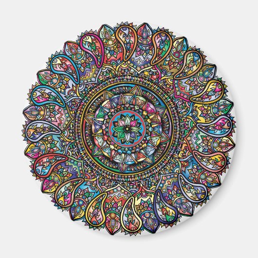 Aimant Mandala indien arc-en-ciel (Devant)