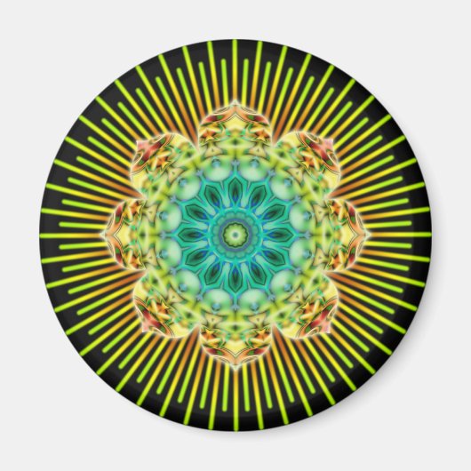 Aimant Mandala jaune vert | noir (Devant)