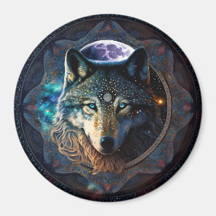 Aimant Mandala, la lune mystique du loup