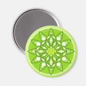 Aimant Mandala motif dans les tons vert citron (Recto/Verso)