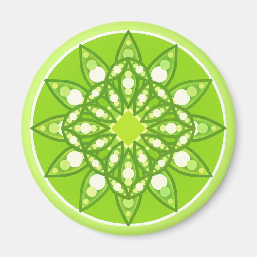 Aimant Mandala motif dans les tons vert citron (Devant)
