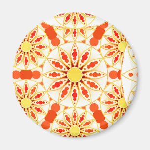 Aimant Mandala motif, rouge brique, rouille, or