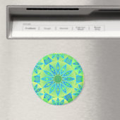 Aimant Mandala motif, turquoise, bleu, vert citron (In Situ (Lave-vaisselle))