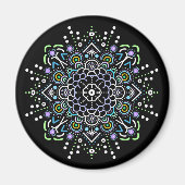 Aimant Mandala noir, violet et vert (Devant)