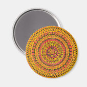 Aimant Mandala orange couleur Art original (Recto/Verso)