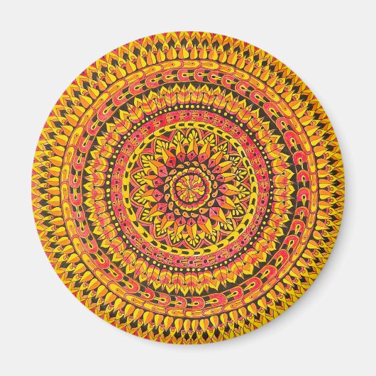 Aimant Mandala orange couleur Art original (Devant)