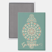 Aimant Mandala Ornementale Rétro Sage & Sable customisé (Recto/Verso)