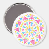 Aimant Mandala Pink Blue Yellow Pride drapeau (Recto/Verso)
